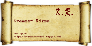 Kremser Rózsa névjegykártya